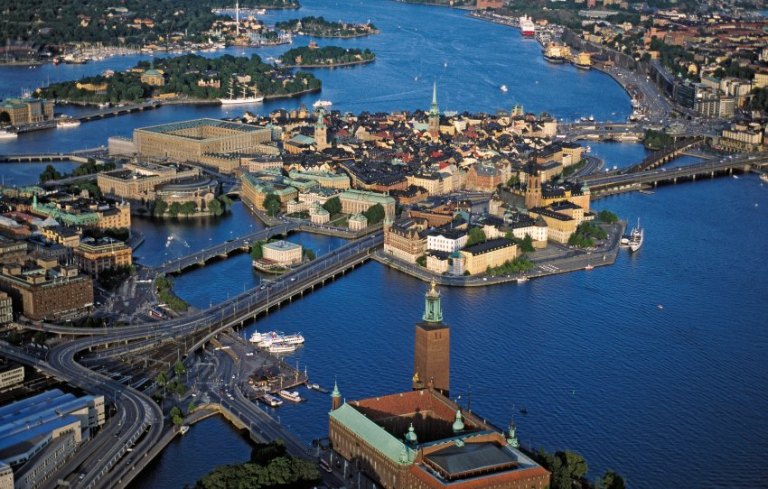 Aerial View of Downtown Stockholm